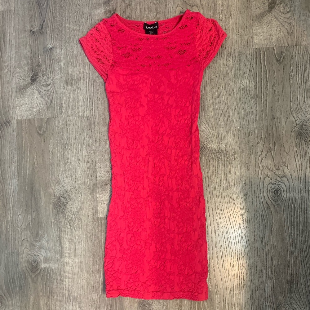 Bebe Pink Short Sleeve Dress Bodycon
